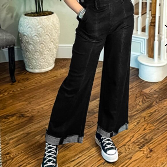 Women’s Loose Fit Denim Bib Baggy Overalls Straight Wide Leg M - Picture 2 of 7